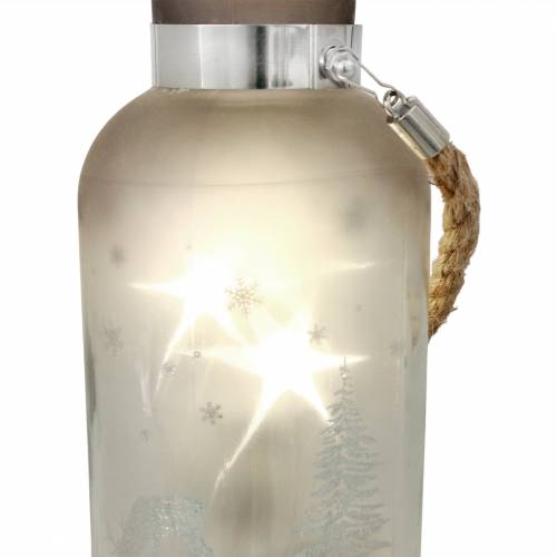 Floristik24 Vetro di Natale con 4 LED e paesaggio invernale 19,5 cm