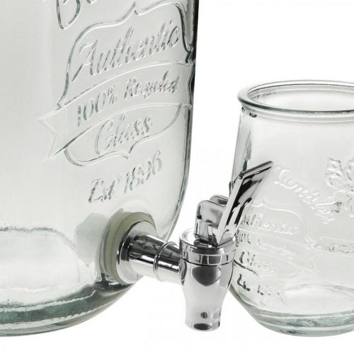 Prodotto Distributore di bevande in vetro con rubinetto set con 4 bicchieri H25,5 cm