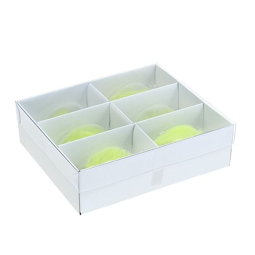 Floristik24 Uovo di vetro con piume per appendere 6,5 cm verde chiaro 6 pezzi