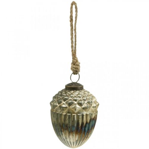 Floristik24 Ghiande da appendere, frutti autunnali, decorazioni per alberi, vero vetro, aspetto antico Ø7.5cm H10.5cm 2 pezzi