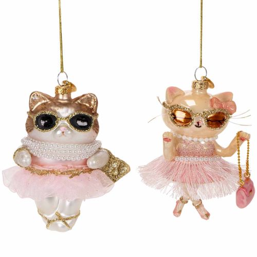 Ornamenti in vetro a forma di gatto con tutù, perfetti per decorare l'albero di Natale, 11 cm, 2 pezzi. acquistare | Floristik24.it