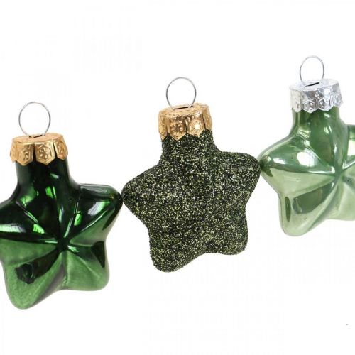 Floristik24 Mini decorazioni per alberi di Natale mix decorazioni natalizie in vetro verde assortite 4cm 12 pezzi