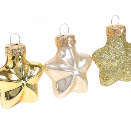 Prodotto Mini decorazioni per l&#39;albero di Natale mix di vetro oro, colori assortiti perla 4 cm 12 pezzi