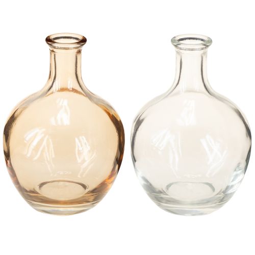 Mini vaso in bottiglia di vetro ambrato e trasparente Ø7,5cm H11cm 4 pezzi
