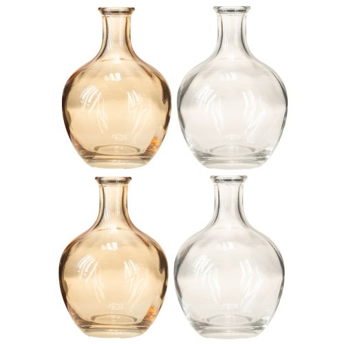 Prodotto Mini vaso in bottiglia di vetro ambrato e trasparente Ø7,5cm H11cm 4 pezzi