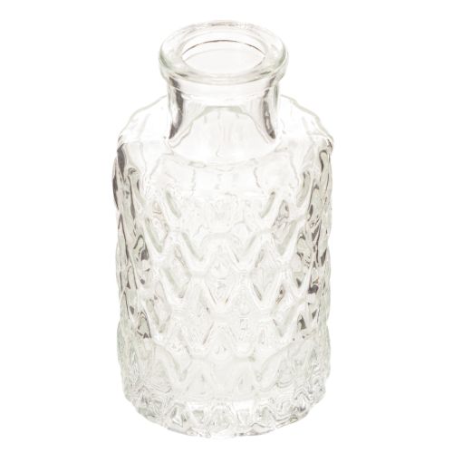 Mini vaso in vetro con motivo a rombi, piccolo vaso da tavolo, bottiglia, trasparente, 9 cm, 6 pezzi acquistare | Floristik24.it