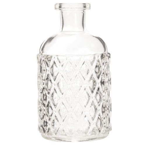 Bottiglia in vetro con motivo a rombi, bottiglia decorativa, vaso, piccola, 13 cm, 6 pezzi | Floristik24.it