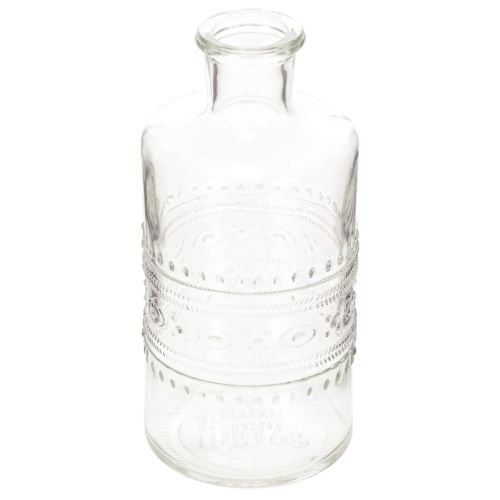 Bottiglia in vetro decorata, cilindrica, trasparente, vaso decorativo, 15 cm, 6 pezzi