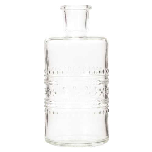 Bottiglia in vetro decorata, cilindrica, trasparente, vaso decorativo, 15 cm, 6 pezzi | Floristik24.it