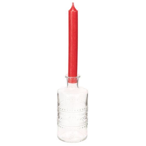 Bottiglia in vetro decorata, cilindrica, trasparente, vaso decorativo, 15 cm, 6 pezzi | Floristik24.it