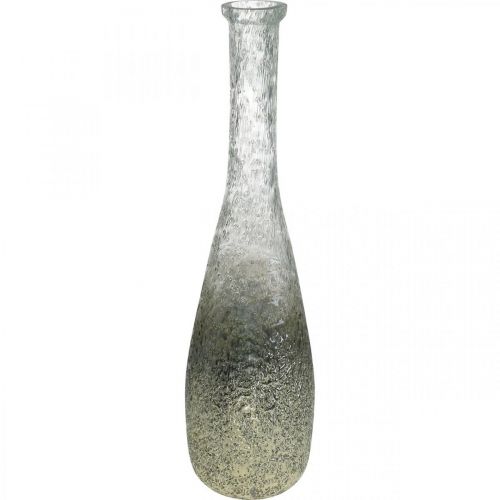 Prodotto Vaso in vetro bicolore, decorazione da tavola in vero vetro trasparente, argento H40cm