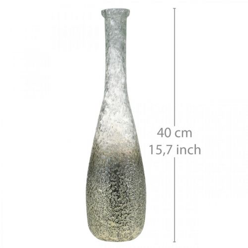 Prodotto Vaso in vetro bicolore, decorazione da tavola in vero vetro trasparente, argento H40cm