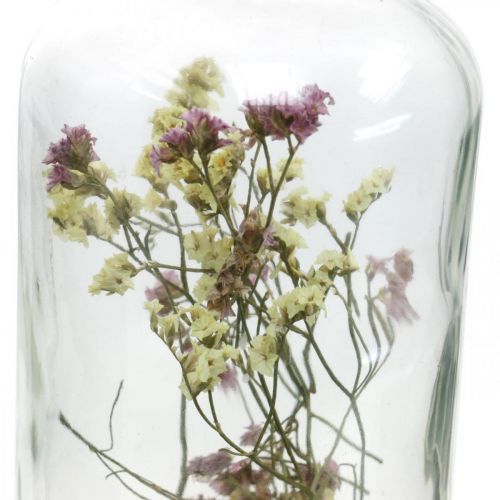 Prodotto Bicchiere con candeliere, decoro in vetro con fiori secchi H16cm Ø8.5cm