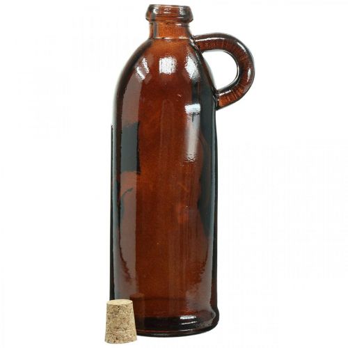 Floristik24 Bottiglia in vetro vintage con tappo in sughero e manico marrone Ø7,5 cm H22cm