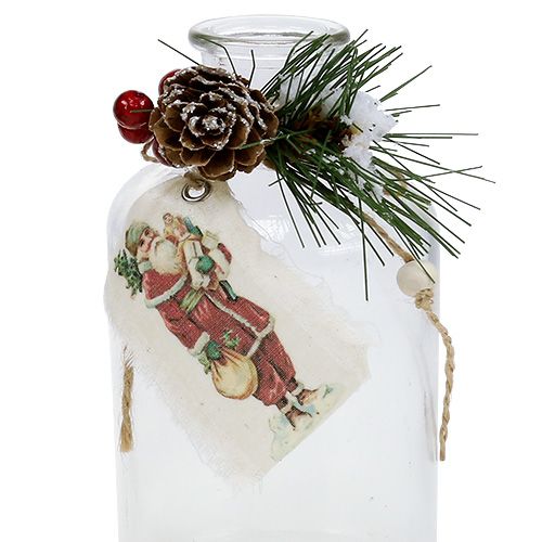 Floristik24 Bottiglie di vetro con decorazioni natalizie 2pz