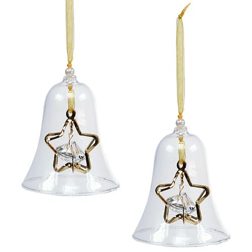 Floristik24 Campana di vetro Ø8cm H16cm Oro 2 pezzi