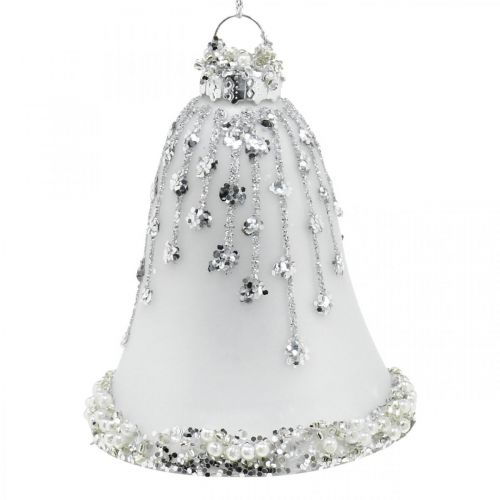 Floristik24 Campane di Natale, decorazioni per l'albero di Natale, campane di vetro Ø6,5 cm H8 cm bianco set di 2