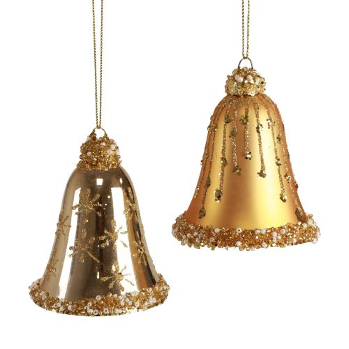 Floristik24 Campana di vetro Decorazione per albero di Natale Campana di Natale 8,5 cm 2 pezzi