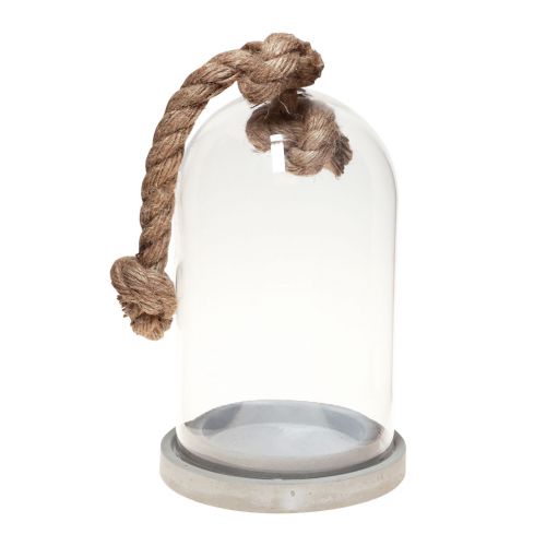 Floristik24 Decorazione campana in vetro con base effetto cemento Ø13,5cm H24cm