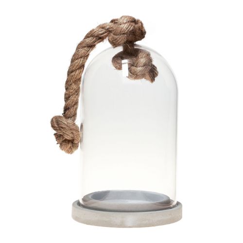 Floristik24 Decorazione campana in vetro con base effetto cemento Ø13,5cm H24cm