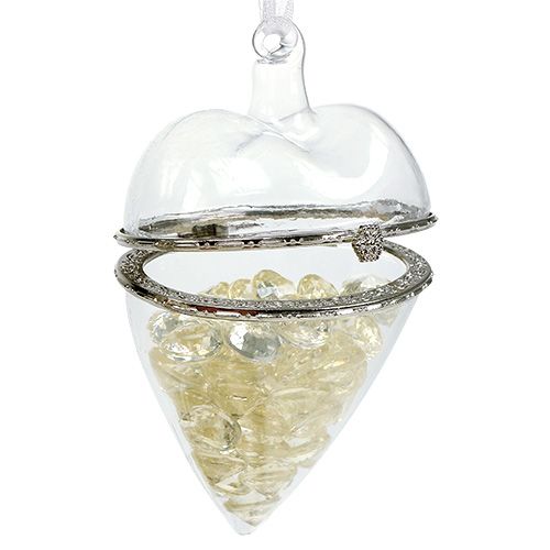 Floristik24 Cuore di vetro da riempire 7 cm x 10 cm trasparente 1 pezzo