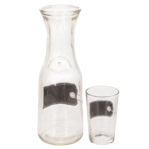 Caraffa in vetro alta 27 cm con 4 bicchieri alti 11 cm | Floristik24.it