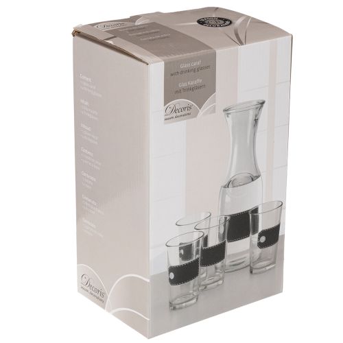 Caraffa in vetro alta 27 cm con 4 bicchieri alti 11 cm | Floristik24.it