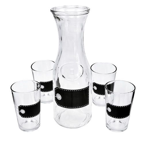 Prodotto Caraffa di vetro H27cm con 4 bicchieri H11cm