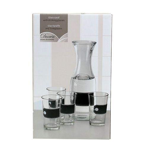 Prodotto Caraffa di vetro H27cm con 4 bicchieri H11cm