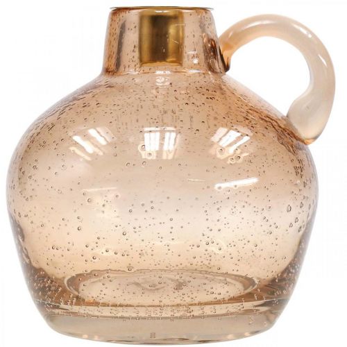 Floristik24 Candeliere Candela in Vetro Brocca Decorativa Marrone Chiaro H15.5cm