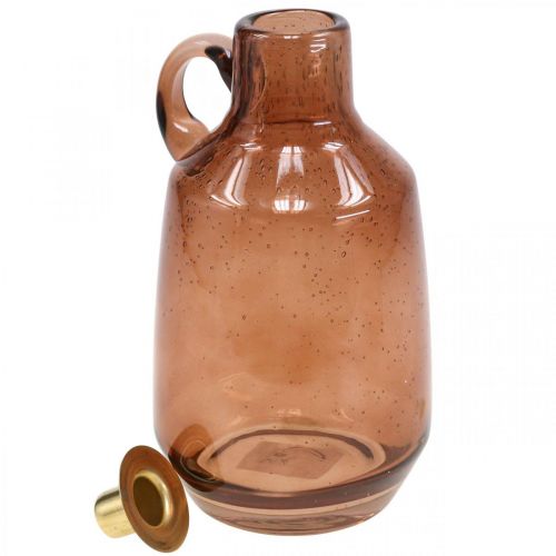 Prodotto Candeliere candelina in vetro decoro vetro marrone H22cm