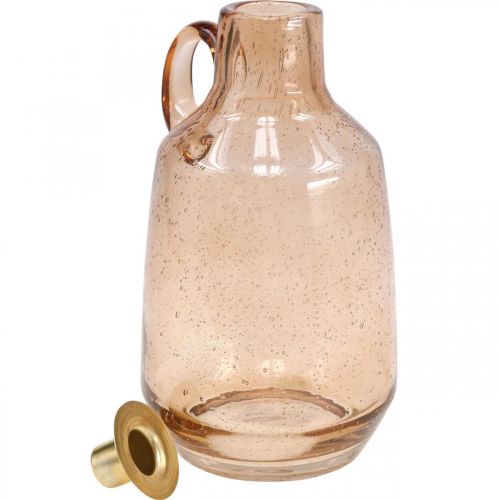 Floristik24 Candeliere in vetro a lume di candela in vetro marrone Deco H22cm