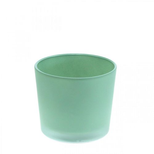 Vaso per fiori in vetro fioriera verde vasca in vetro Ø10cm H8.5cm