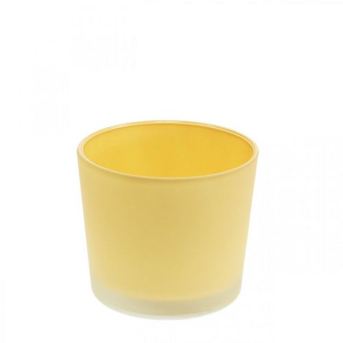 Vaso per fiori in vetro fioriera gialla vasca in vetro Ø10cm H8.5cm