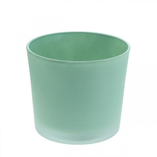 Floristik24 Vaso di fiori in vetro vaso di vetro verde fioriera Ø14,5 cm H12,5 cm