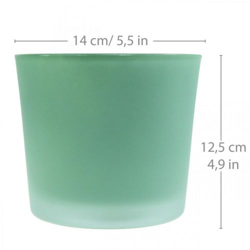 Vaso di fiori in vetro vaso di vetro verde fioriera Ø14,5 cm H12,5 cm
