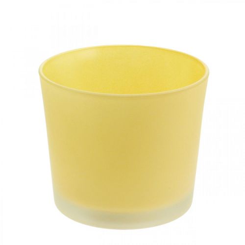 Floristik24 Vaso per fiori in vetro vaso per piante giallo vasca in vetro Ø14,5 cm H12,5 cm