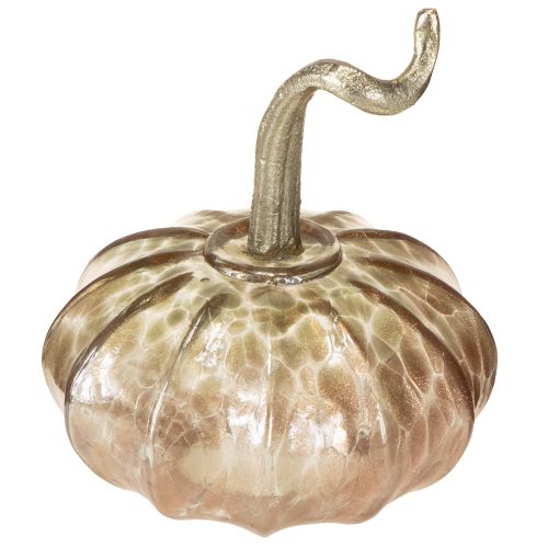 Floristik24 Decorazione da tavolo a forma di zucca in vetro, zucca autunnale in vetro e metallo H14cm, 2 pezzi