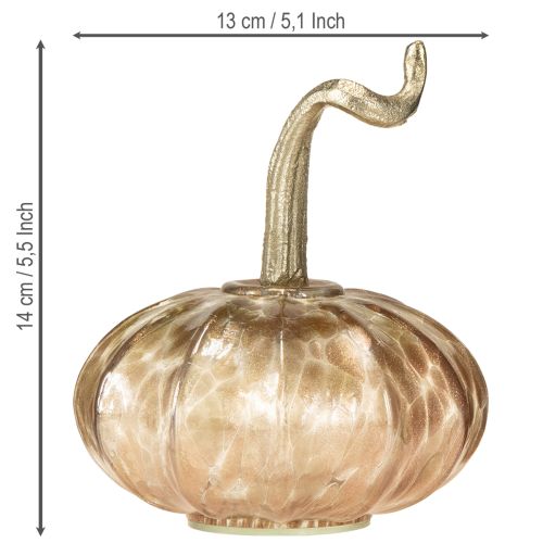 Prodotto Decorazione da tavolo a forma di zucca in vetro, zucca autunnale in vetro e metallo H14cm, 2 pezzi