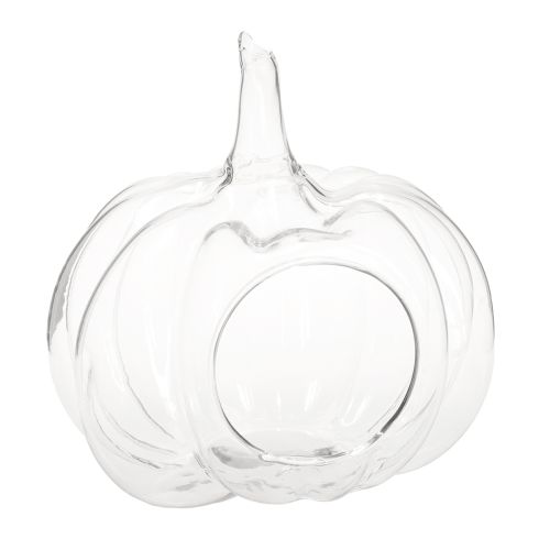 Zucca di vetro con apertura, decorazione autunnale, zucca, trasparente, Ø21 cm, H20 cm