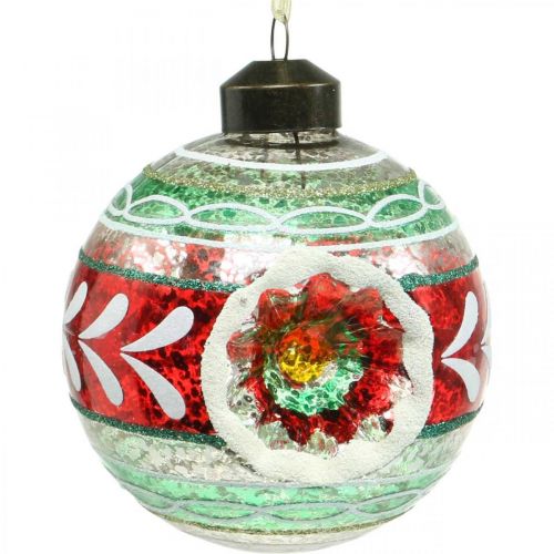 Floristik24 Palline per albero di Natale con motivo, decorazioni per l&#39;albero, palline di Natale colorate H9cm Ø8cm vero vetro 3pz