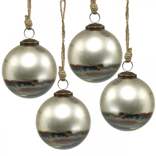 Floristik24 Palle di Natale palla di vetro bicolore blu, metallico Ø9,5cm 4 pezzi