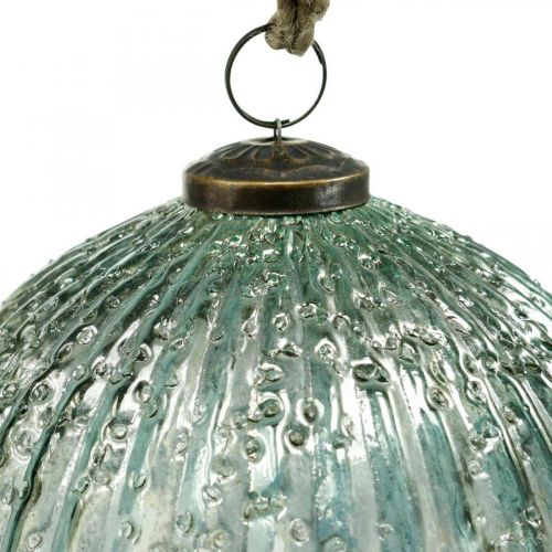 Floristik24 Sfera di vetro da appendere blu decorazione natalizia vintage in vetro Ø15cm