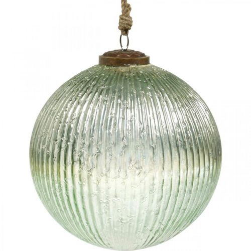 Palla di Natale in vetro grande da appendere verde, dorata vintage Ø20cm