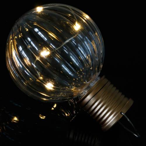 Floristik24 Lampada a LED solare dall&#39;aspetto retrò bianco caldo trasparente Ø8cm