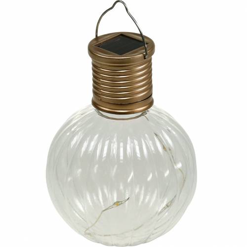 Floristik24 Lampada a LED solare dall&#39;aspetto retrò bianco caldo trasparente Ø8cm