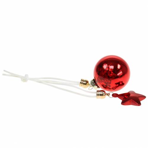 Floristik24 Decorazione albero di Natale palla di vetro con stella rossa 5cm