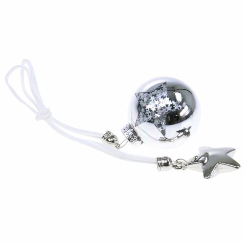 Floristik24 Decorazione albero di Natale palla di vetro con stella argento 5cm