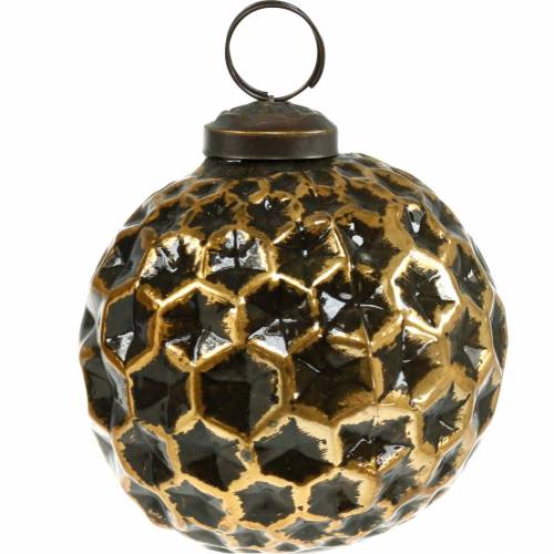 Floristik24 Palla di Natale a nido d'ape marrone, dorata Ø7,5cm 4 pezzi