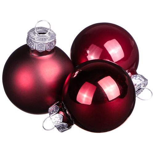 Palline di vetro natalizie in mix bordolese Ø3cm 22 pz